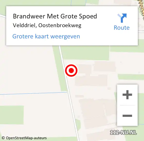 Locatie op kaart van de 112 melding: Brandweer Met Grote Spoed Naar Velddriel, Oostenbroekweg op 3 oktober 2024 06:01