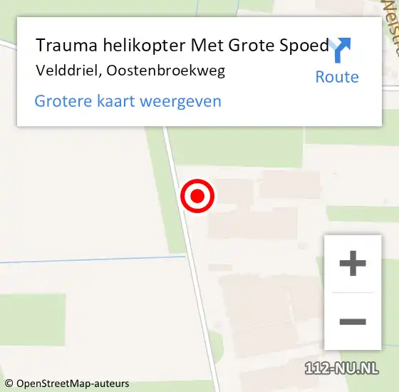 Locatie op kaart van de 112 melding: Trauma helikopter Met Grote Spoed Naar Velddriel, Oostenbroekweg op 3 oktober 2024 06:04