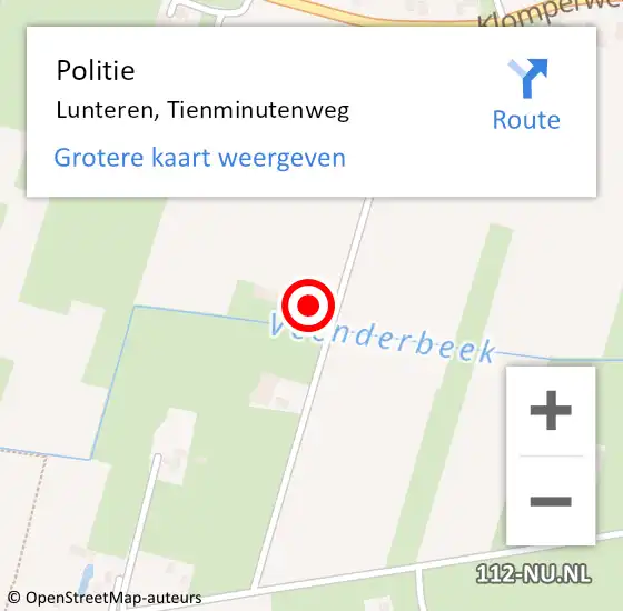 Locatie op kaart van de 112 melding: Politie Lunteren, Tienminutenweg op 3 oktober 2024 06:43