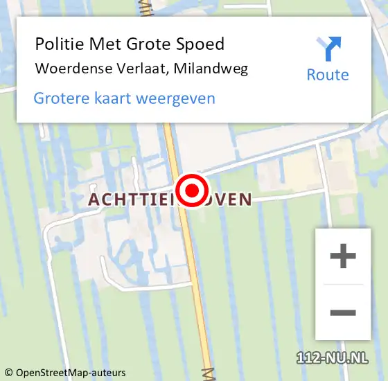 Locatie op kaart van de 112 melding: Politie Met Grote Spoed Naar Woerdense Verlaat, Milandweg op 3 oktober 2024 06:49