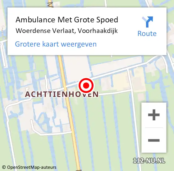 Locatie op kaart van de 112 melding: Ambulance Met Grote Spoed Naar Woerdense Verlaat, Voorhaakdijk op 3 oktober 2024 06:52