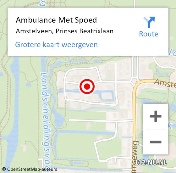 Locatie op kaart van de 112 melding: Ambulance Met Spoed Naar Amstelveen, Prinses Beatrixlaan op 3 oktober 2024 07:29