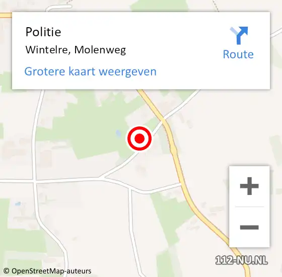 Locatie op kaart van de 112 melding: Politie Wintelre, Molenweg op 3 oktober 2024 07:46