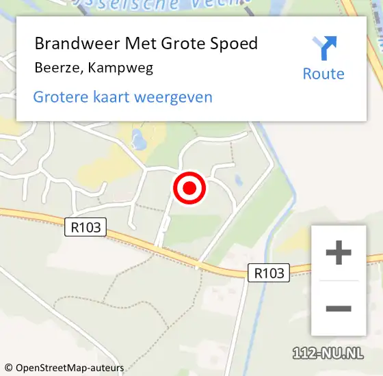 Locatie op kaart van de 112 melding: Brandweer Met Grote Spoed Naar Beerze, Kampweg op 3 oktober 2024 08:22