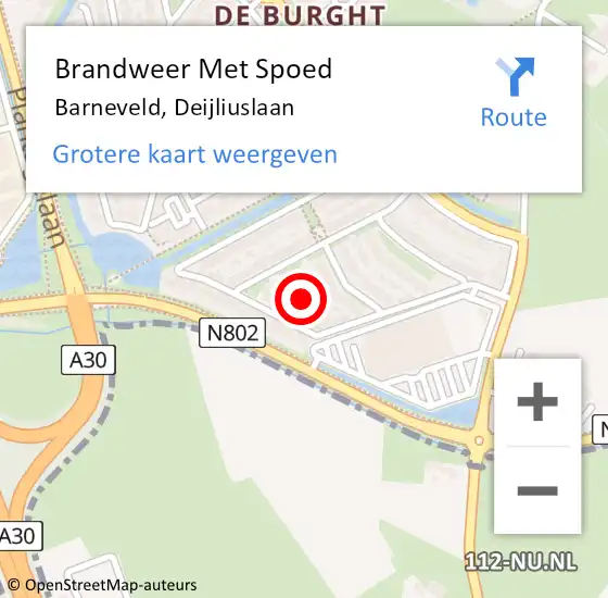 Locatie op kaart van de 112 melding: Brandweer Met Spoed Naar Barneveld, Deijliuslaan op 3 oktober 2024 08:33