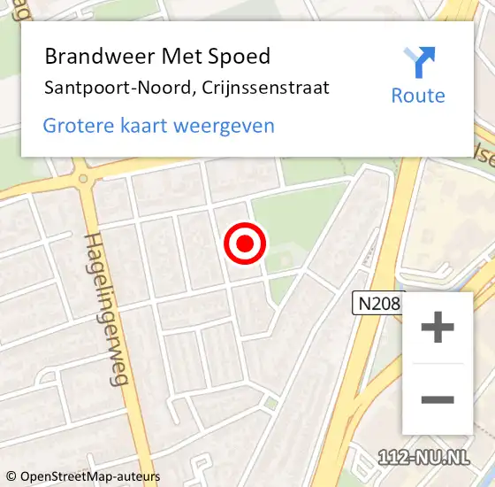 Locatie op kaart van de 112 melding: Brandweer Met Spoed Naar Santpoort-Noord, Crijnssenstraat op 3 oktober 2024 08:37