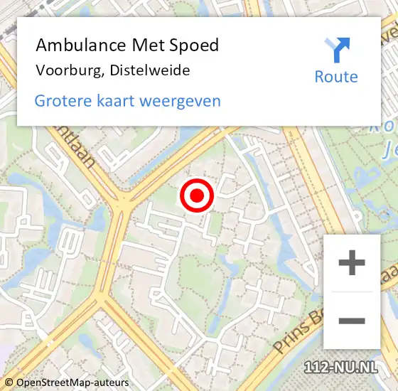 Locatie op kaart van de 112 melding: Ambulance Met Spoed Naar Voorburg, Distelweide op 3 oktober 2024 08:42