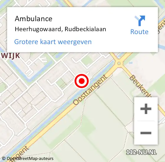 Locatie op kaart van de 112 melding: Ambulance Heerhugowaard, Rudbeckialaan op 3 oktober 2024 08:50