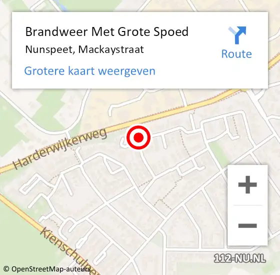 Locatie op kaart van de 112 melding: Brandweer Met Grote Spoed Naar Nunspeet, Mackaystraat op 3 oktober 2024 08:51