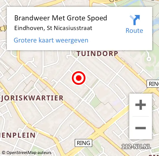 Locatie op kaart van de 112 melding: Brandweer Met Grote Spoed Naar Eindhoven, St Nicasiusstraat op 3 oktober 2024 09:05