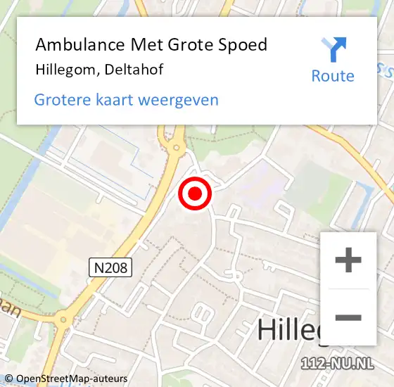 Locatie op kaart van de 112 melding: Ambulance Met Grote Spoed Naar Hillegom, Deltahof op 3 oktober 2024 09:28