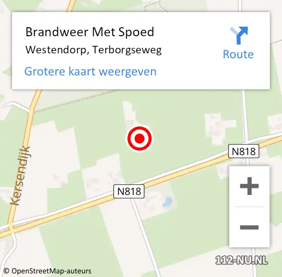 Locatie op kaart van de 112 melding: Brandweer Met Spoed Naar Westendorp, Terborgseweg op 22 oktober 2014 06:48