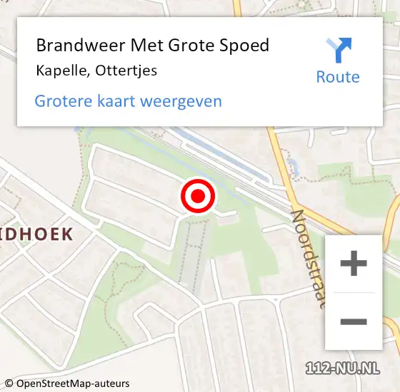 Locatie op kaart van de 112 melding: Brandweer Met Grote Spoed Naar Kapelle, Ottertjes op 3 oktober 2024 09:48