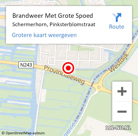 Locatie op kaart van de 112 melding: Brandweer Met Grote Spoed Naar Schermerhorn, Pinksterblomstraat op 3 oktober 2024 09:48