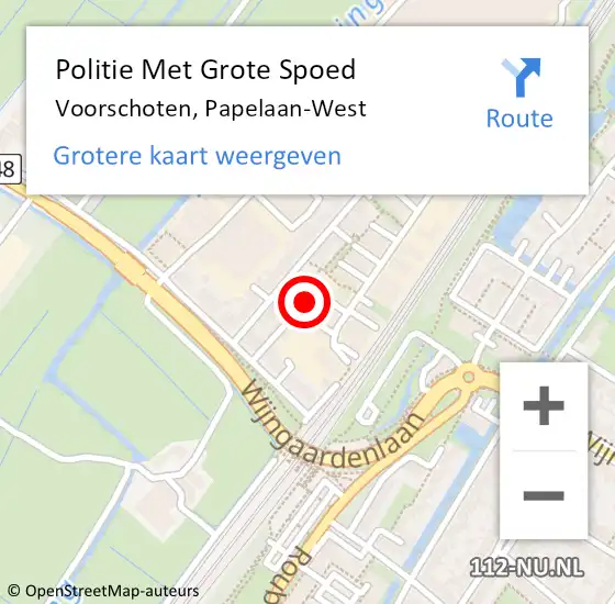 Locatie op kaart van de 112 melding: Politie Met Grote Spoed Naar Voorschoten, Papelaan-West op 3 oktober 2024 09:51