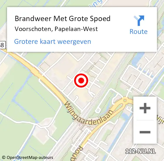 Locatie op kaart van de 112 melding: Brandweer Met Grote Spoed Naar Voorschoten, Papelaan-West op 3 oktober 2024 09:51