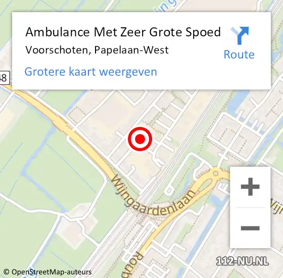 Locatie op kaart van de 112 melding: Ambulance Met Zeer Grote Spoed Naar Voorschoten, Papelaan-West op 3 oktober 2024 09:58