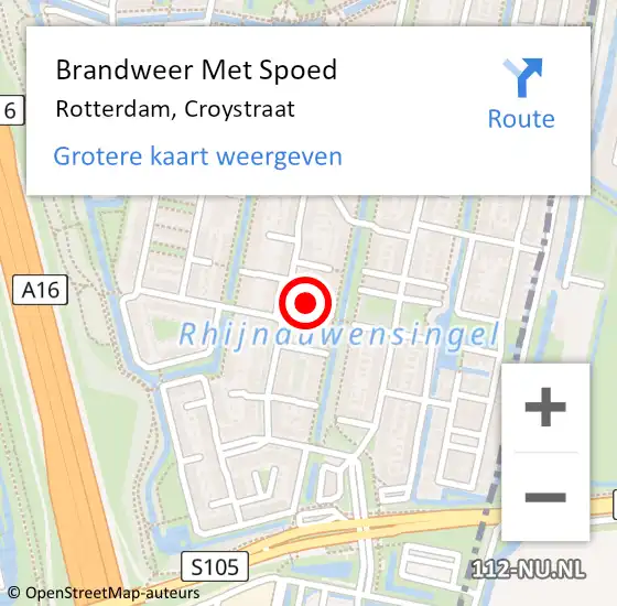 Locatie op kaart van de 112 melding: Brandweer Met Spoed Naar Rotterdam, Croystraat op 3 oktober 2024 10:06