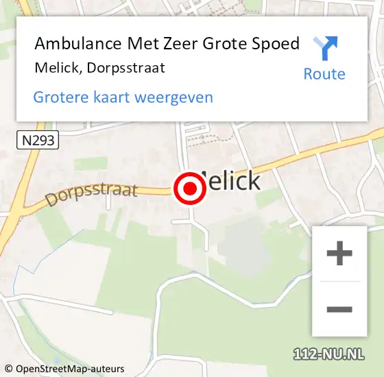 Locatie op kaart van de 112 melding: Ambulance Met Zeer Grote Spoed Naar Melick, Dorpsstraat op 3 oktober 2024 10:09