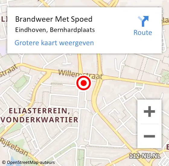 Locatie op kaart van de 112 melding: Brandweer Met Spoed Naar Eindhoven, Bernhardplaats op 3 oktober 2024 10:14