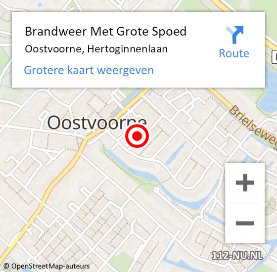 Locatie op kaart van de 112 melding: Brandweer Met Grote Spoed Naar Oostvoorne, Hertoginnenlaan op 3 oktober 2024 10:16