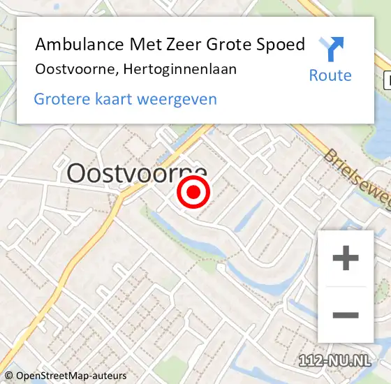 Locatie op kaart van de 112 melding: Ambulance Met Zeer Grote Spoed Naar Oostvoorne, Hertoginnenlaan op 3 oktober 2024 10:16