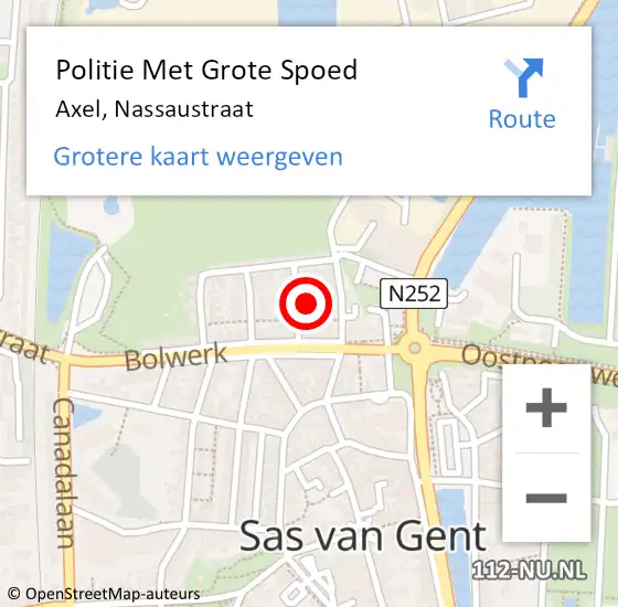 Locatie op kaart van de 112 melding: Politie Met Grote Spoed Naar Axel, Nassaustraat op 3 oktober 2024 10:28