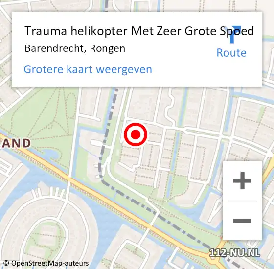 Locatie op kaart van de 112 melding: Trauma helikopter Met Zeer Grote Spoed Naar Barendrecht, Rongen op 3 oktober 2024 10:32