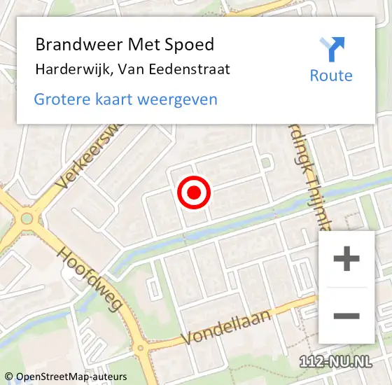 Locatie op kaart van de 112 melding: Brandweer Met Spoed Naar Harderwijk, Van Eedenstraat op 3 oktober 2024 10:38