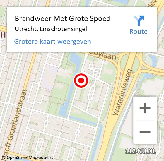 Locatie op kaart van de 112 melding: Brandweer Met Grote Spoed Naar Utrecht, Linschotensingel op 3 oktober 2024 10:40