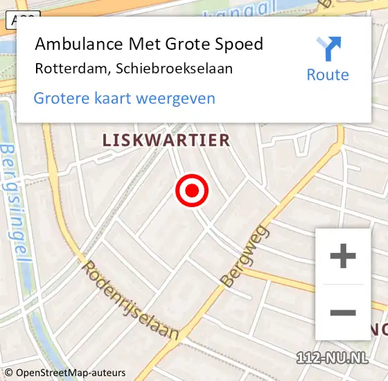 Locatie op kaart van de 112 melding: Ambulance Met Grote Spoed Naar Rotterdam, Schiebroekselaan op 3 oktober 2024 10:48