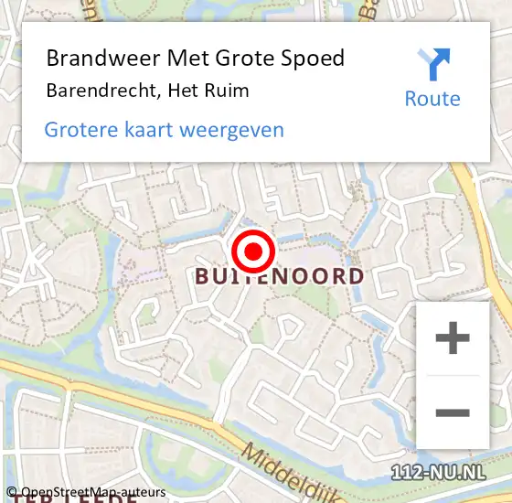 Locatie op kaart van de 112 melding: Brandweer Met Grote Spoed Naar Barendrecht, Het Ruim op 3 oktober 2024 10:50