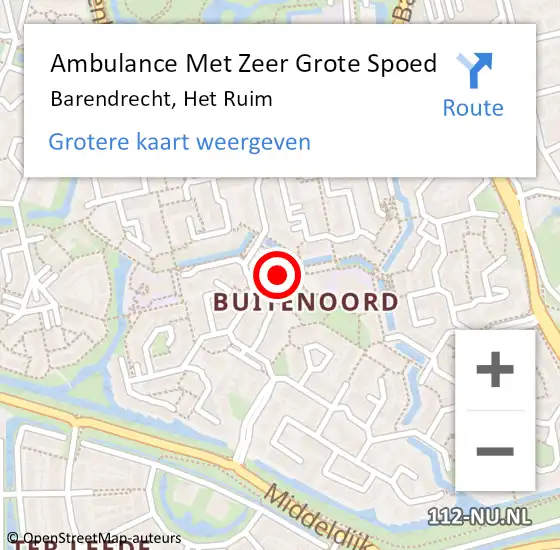 Locatie op kaart van de 112 melding: Ambulance Met Zeer Grote Spoed Naar Barendrecht, Het Ruim op 3 oktober 2024 10:50