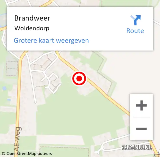 Locatie op kaart van de 112 melding: Brandweer Woldendorp op 3 oktober 2024 11:17