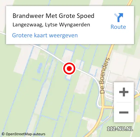 Locatie op kaart van de 112 melding: Brandweer Met Grote Spoed Naar Langezwaag, Lytse Wyngaerden op 3 oktober 2024 11:26