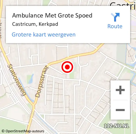 Locatie op kaart van de 112 melding: Ambulance Met Grote Spoed Naar Castricum, Kerkpad op 3 oktober 2024 11:30