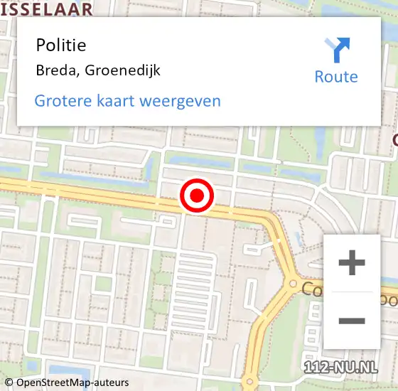 Locatie op kaart van de 112 melding: Politie Breda, Groenedijk op 3 oktober 2024 11:50