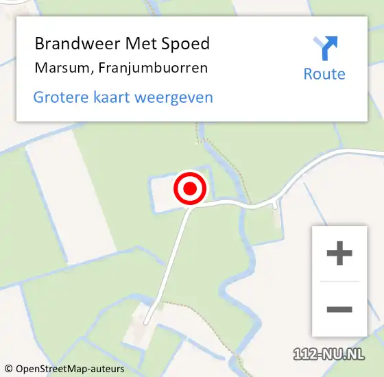 Locatie op kaart van de 112 melding: Brandweer Met Spoed Naar Marsum, Franjumbuorren op 22 oktober 2014 07:19