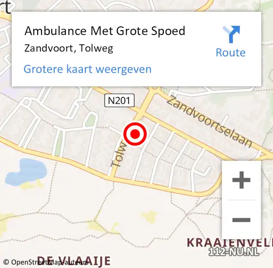 Locatie op kaart van de 112 melding: Ambulance Met Grote Spoed Naar Zandvoort, Tolweg op 3 oktober 2024 12:07