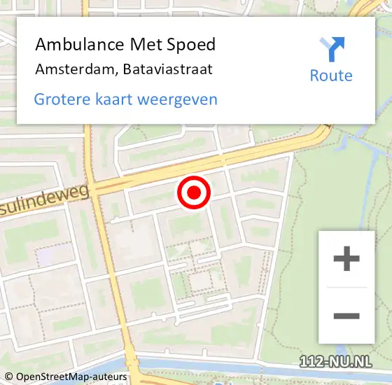 Locatie op kaart van de 112 melding: Ambulance Met Spoed Naar Amsterdam, Bataviastraat op 3 oktober 2024 12:22