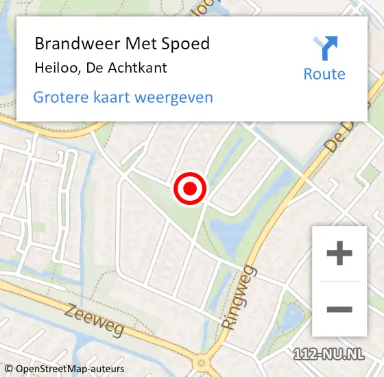 Locatie op kaart van de 112 melding: Brandweer Met Spoed Naar Heiloo, De Achtkant op 3 oktober 2024 12:23