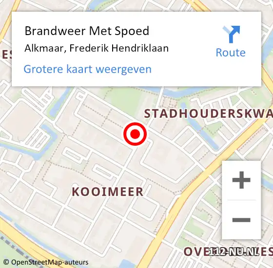 Locatie op kaart van de 112 melding: Brandweer Met Spoed Naar Alkmaar, Frederik Hendriklaan op 3 oktober 2024 12:25