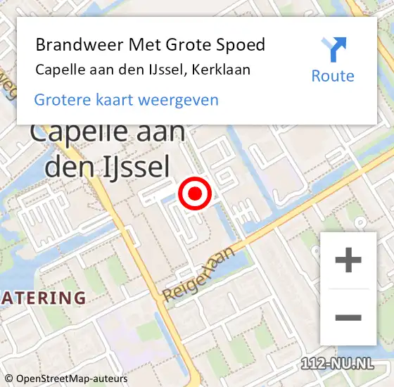 Locatie op kaart van de 112 melding: Brandweer Met Grote Spoed Naar Capelle aan den IJssel, Kerklaan op 3 oktober 2024 12:32