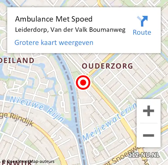 Locatie op kaart van de 112 melding: Ambulance Met Spoed Naar Leiderdorp, Van der Valk Boumanweg op 3 oktober 2024 12:43