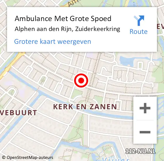 Locatie op kaart van de 112 melding: Ambulance Met Grote Spoed Naar Alphen aan den Rijn, Zuiderkeerkring op 3 oktober 2024 12:47