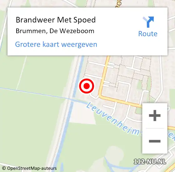 Locatie op kaart van de 112 melding: Brandweer Met Spoed Naar Brummen, De Wezeboom op 3 oktober 2024 12:53