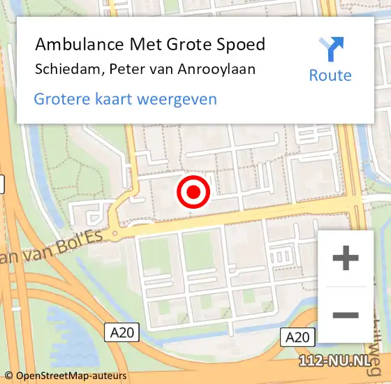 Locatie op kaart van de 112 melding: Ambulance Met Grote Spoed Naar Schiedam, Peter van Anrooylaan op 3 oktober 2024 12:54