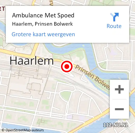 Locatie op kaart van de 112 melding: Ambulance Met Spoed Naar Haarlem, Prinsen Bolwerk op 3 oktober 2024 12:54