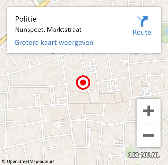 Locatie op kaart van de 112 melding: Politie Nunspeet, Marktstraat op 3 oktober 2024 13:01