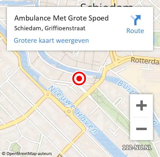 Locatie op kaart van de 112 melding: Ambulance Met Grote Spoed Naar Schiedam, Griffioenstraat op 3 oktober 2024 13:04